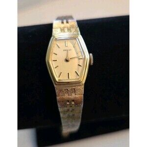 Vintage Seiko Ladies Wind Up Goldtone Wristwatch Very Dainty For Small Wrist 5.5